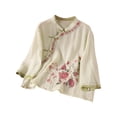 thumbnail image 1 of Vestidos Casuales Para Mujer, Blusas De Mujer De Moda Cárdigan informal de lino con cuello alto y botones bordados para mujer, 1 of 3