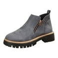 thumbnail image 6 of Pandaie Ankle Boots for Women Chunky Low Heel Lug Sole Chelsea Fall Booties 2025 Side Zipper Outdoor Non Slip Walking Work Shoes Grey 9.5, 6 of 8