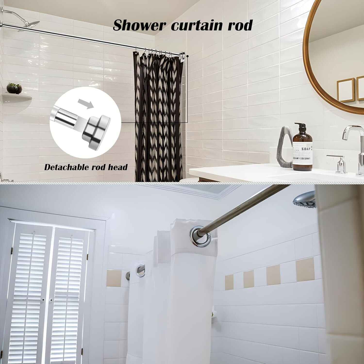 Prebene 32 to 84" Adjustable Shower Curtain Rod,Stainless Steel