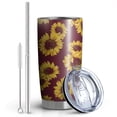 thumbnail image 2 of 20 Oz Red Sunflower Coffee Tumbler Double Wall Insulated Stainless Steel Water Bottle | Metal Reusable Thermoses Flask with Cup Cap | Leak & Sweat Proof with Anti-Dust Lid, 2 of 7