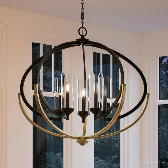Urban Ambiance Luxury Luxe Chandelier, Size: 27-7/8"H x 33-3/4"W, with Transitional Style Elements, Olde Bronze Finish and Clear Shade, UHP2351