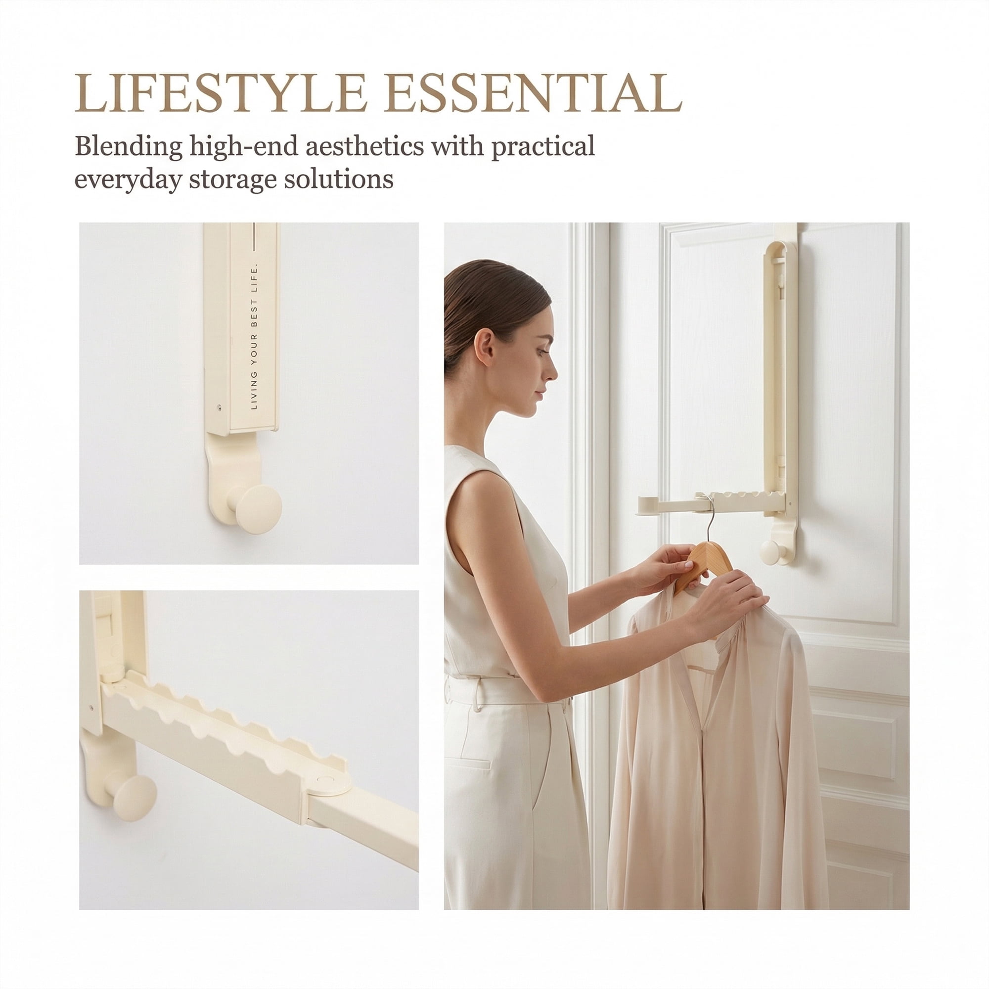 Unique Bargains Coat Rack Door Mount Plastic Hook for Entryway White 13.4"x10.6"x2"