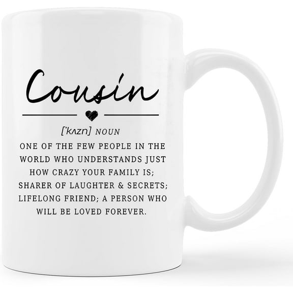 Cousin Coffee Mug, Best Cousin Gifts for Women, Gifts for Cousins Female, Cousin Gifts from Cousin, Candle Gifts for Cousin, Cousin Definition 11 oz. Ceramic Coffee Mug