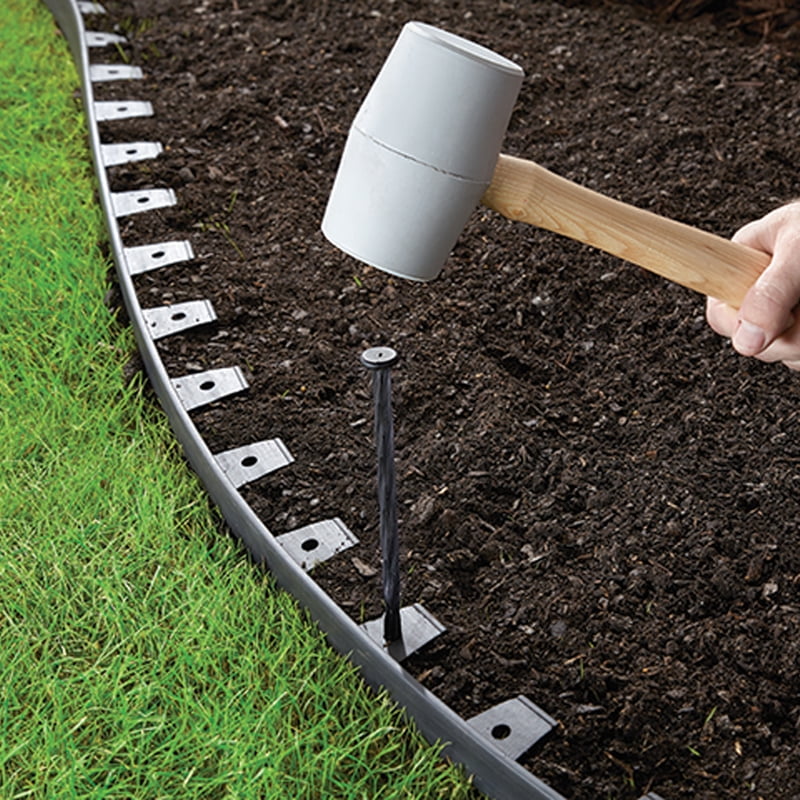 EasyFlex No-Dig Landscape Edging Kit, 100-ft x 1.5-in. High, Includes Anchoring Spikes, Black Recycled PlasticPlastic