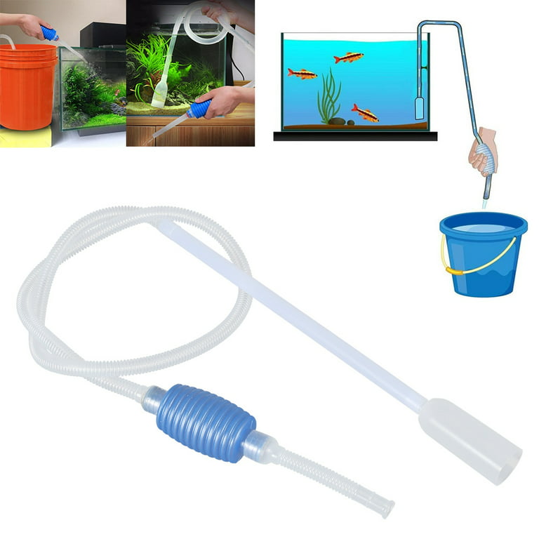 Aquaneat Fish Tank Siphon, Aquarium Vacuum, Water Changer, Siphon Gravel  Cleaner,Hand Pump,Clear and Blue