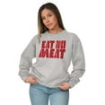 thumbnail image 3 of No Meat Vegetarian Vegan Cute Veggie Unisex Plus Fleece Graphic Sweatshirt Brisco Brands 3X, 3 of 5