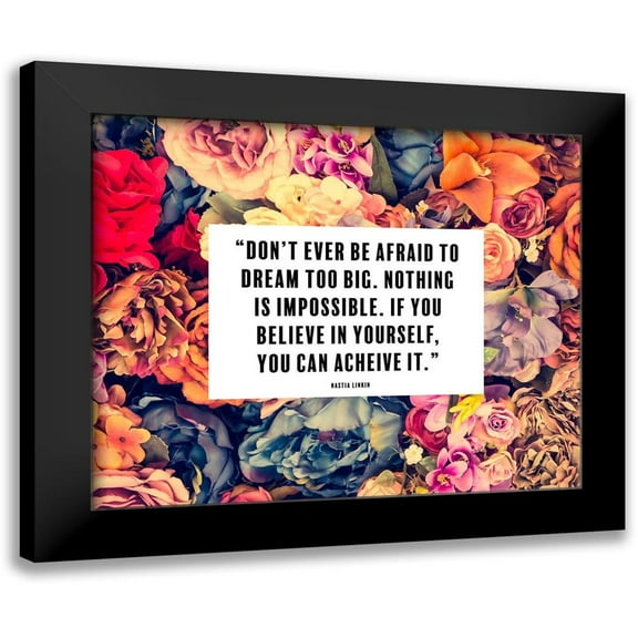 ArtsyQuotes 14x12 Black Modern Framed Museum Art Print Titled - Nastia Linkin Quote: Nothing is Impossible