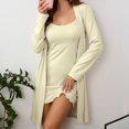 thumbnail image 2 of XuJwPNcy Womens Ribbed Robe Set 2 Piece Nightgown with Robes Sleeveless Nightdress Bathrobe Soft Lounge Sets（Beige,Medium), 2 of 4