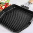 thumbnail image 2 of 1pc Teppanyaki Grill Steak Frying Pan Nonstick Outdoor Stove Griddle Square Egg Grill BBQ Roasting Pan Black Aluminum, 2 of 6