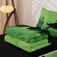 thumbnail image 5 of Manfei Cartoon Black Cat Zipper Twin Comforter Sets with Fitted Sheet and 2 Pillowcases, Grass Meadow Zipper Bedding Set, Green, Black Reversible, 4-Piece, 5 of 7