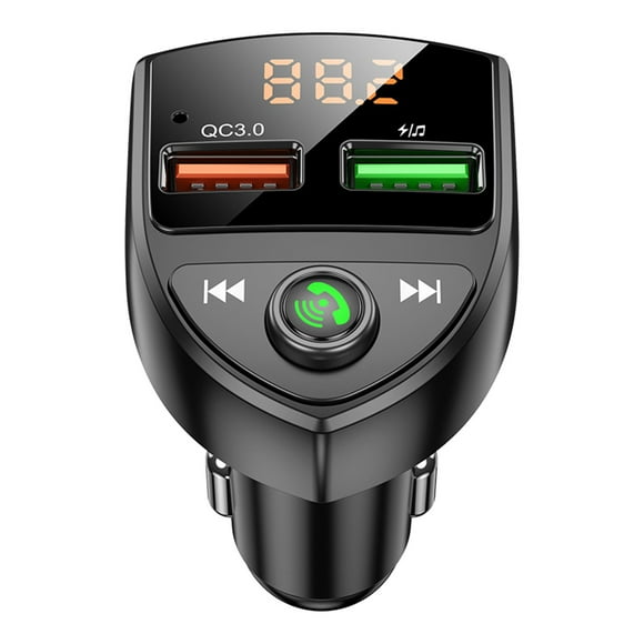 TopLLC C8 Bluetooth FM Transmitter, Bluetooth V5.0 Wireless Radio Transmitter Car, Quick Charge 3.0 USB Charger