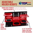 thumbnail image 3 of TCP Global Magnetic Can, Bottle and Cup Holder - Holds 3 Aerosol Spray Cans, Paint, Lubricant, Polish Bottles, Drinks - Adjustable Storage Tray Height - Attach to Wall, Toolbox Cabinet Workshop Garage, 3 of 5