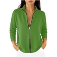 thumbnail image 5 of MLCDZ Women's Zip up Sweatshirt Jacket Long Sleeves Collar Hoodless Casual Loose Lightweight Outdoor Activities Running Coat with Pockets, 5 of 9