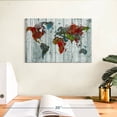 thumbnail image 3 of Elephant Stock Artisanal World Map Wall Art - Horizontal Canvas Wall Art - Living Room Wall Decor - Map Canvas - Red And Green Decor - 12" x 8", 3 of 8