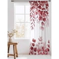 thumbnail image 3 of Sheer Curtains 96 Inches Long, Red Eucalyptus Leaves Semi Sheer Curtains Light Filtering Window Treatment, Spring Summer Botanical Privacy Voile Drapes for Living Room Bedroom 52x96 Inch, 3 of 7