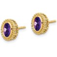 thumbnail image 2 of Solid 10k Yellow Gold Oval Amethyst Post Earrings - 9mm, 2 of 5