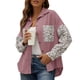 thumbnail image 1 of Camisa de mujer, Camisa suelta de mujer Pana Estampado de leopardo Botones de manga larga Camisas de Meterk Rosa/Pequeña, 1 of 7
