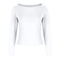 thumbnail image 4 of ATOYSOY Women's Casual Blouse Slim Basic Tops Crew Neck Sweatshirts Fashion Solid Color Pullover Spring Long Sleeve Shirts Winter Workout White M, 4 of 5