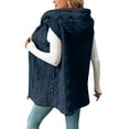 thumbnail image 4 of Women's Sleeveless Plush Vest, Mid Length Hooded Jacket with Zip Front, Soft Pile Fleece Outerwear, Embossed Pattern Casual Coat, Cozy Fall Winter Seasonal Layer Navy L, 4 of 9