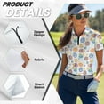 thumbnail image 5 of COEQINE Women V Neck Golf Shirts 1/4 Zip Short Sleeve Golf Tops Easter Egg Floral Heart and Leaf Print Quick Dry Fit Tennis Activewear Lightweight Workout Polo Shirts, XS, 5 of 7