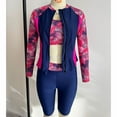 thumbnail image 3 of DISKEBUISS Swimsuits for Women - 3 Piece Rash Guard with Shorts Zipper SPF Swim Shirt with Built in Bra, 3 of 7