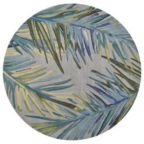 HomeRoots Wool 6 grey Blue Hand Tufted Tropical Palms Indoor Area Rug