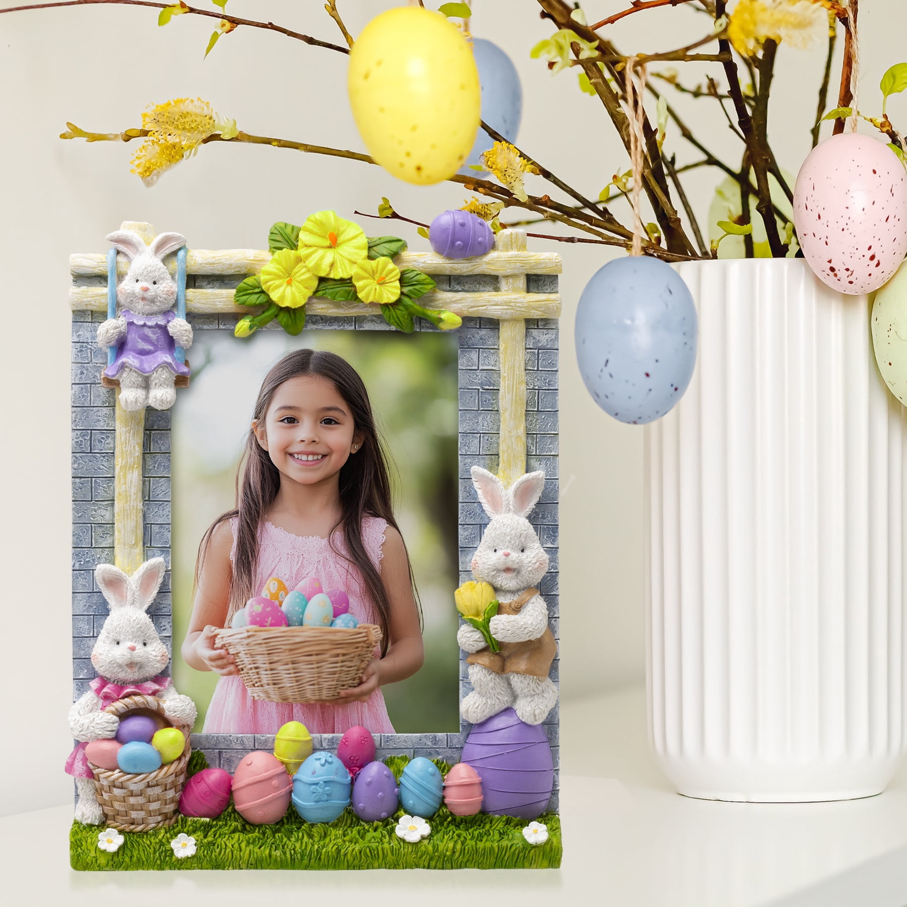 Fine Photo Gifts Easter Eggs & Bunnies 5x7 Resin Picture Frame