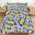 thumbnail image 6 of 3 Pcs Soft Bedding Set, Includes 1 Duvet Cover with Zipper And 2 Pillow Shams,Lemons Blue Queen(90"×90"), 6 of 8