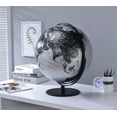 thumbnail image 2 of 20.5 in BLACK/SILVER GLOBE W/ 3D MOUNTAIN FEATURES ON BLACK METAL FRAME, 2 of 2