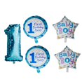 thumbnail image 1 of Paquete de 5 de papel de aluminio shower, primer primer cumpleaños, decoración para niños y niñas, suministros para fiestas de bebés Chico azul Gloria Primer cumpleaños globos, 1 of 9