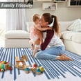 thumbnail image 6 of Yesfashion Carpets Area Rugs Washable 4'*6' Rug Modern Berber Stripe Rug Stain-Resistant Non-Slip Throw Rug Soft Foldable Accent Rugs Home Floor Decor,Blue Beige Beige Blue 4ft*6ft, 6 of 7