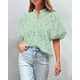 thumbnail image 4 of Blusa PRETTYGARDEN para mujer con escote en V, encaje calado, talla S, verde, 4 of 8