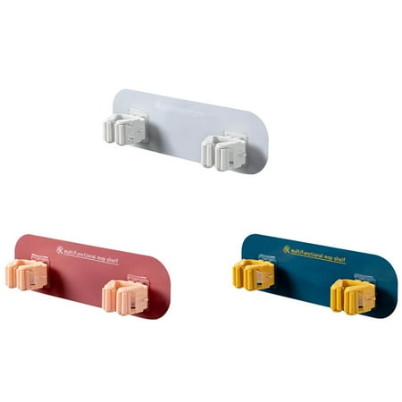 

6 Pcs Broom Mop Holder Wall Mounted Self Adhesive No Drilling Non-Slip Storage Organizer for Home Kitchen Garden Garage