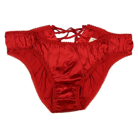 intimo Womens Comfy Silk Lace Up Bikini Thong Underwear