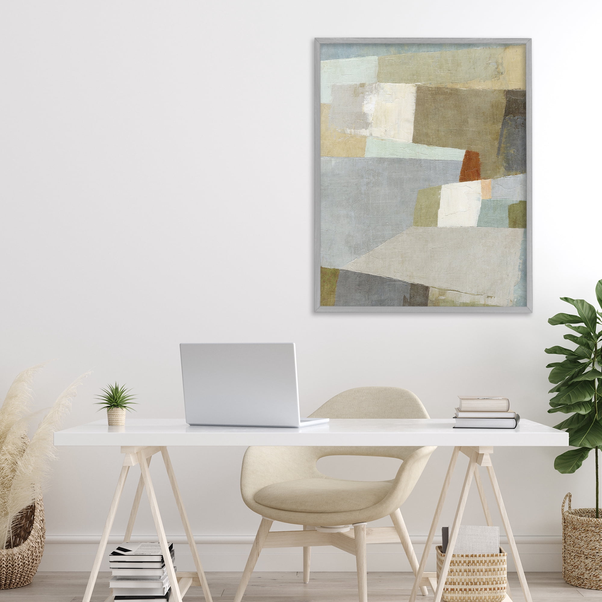 Stupell Industries Causeway Neutral Geometrics Gray Framed Giclee Art, design by Suzanne Nicoll