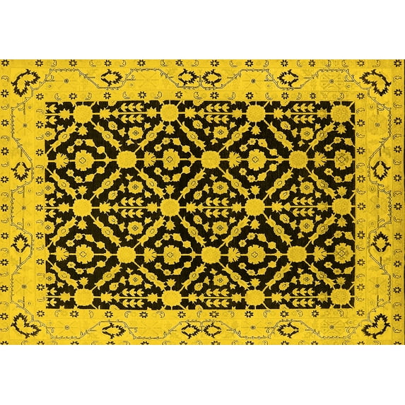 Ahgly Company Indoor Rectangle Oriental Yellow Traditional Area Rugs, 2' x 3'