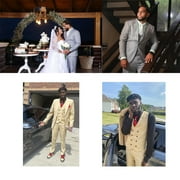 3 Piece Linen Suits for Men Slim Fit Casual Beach Wedding Summer Grooms Groomsmen Linen Blazer Pants Suit Black 3XL