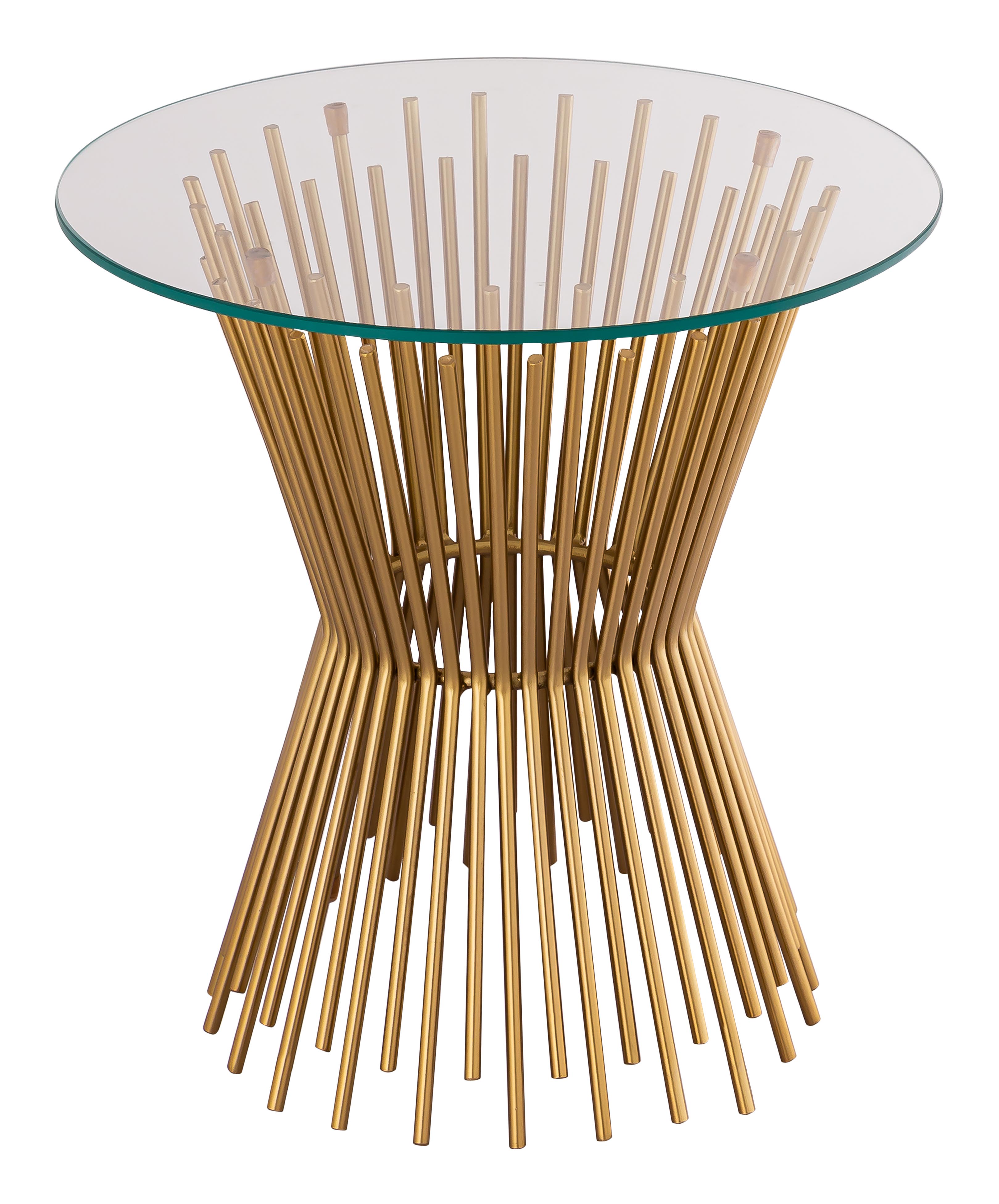 Grace Glass Top and Gold Base Round Side Table by TOV Furniture - image 2 of 5