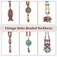 thumbnail image 3 of 6pcs Boho Necklaces Wood Beads Pendant Vintage Beaded Necklaces Turquoise Fish Elephant Necklace Nepal Necklace for Women Jewelry On Christmas Day Birthdays Weddings Anniversaries colorful, 3 of 7