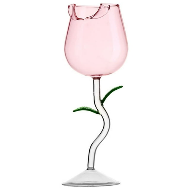 Rose Shape Glass Wine Cup, 3D Modeling Cocktail Glass for Party Bar, Outstanding Clarity, Suitable for Parties, Bars, Restaurants