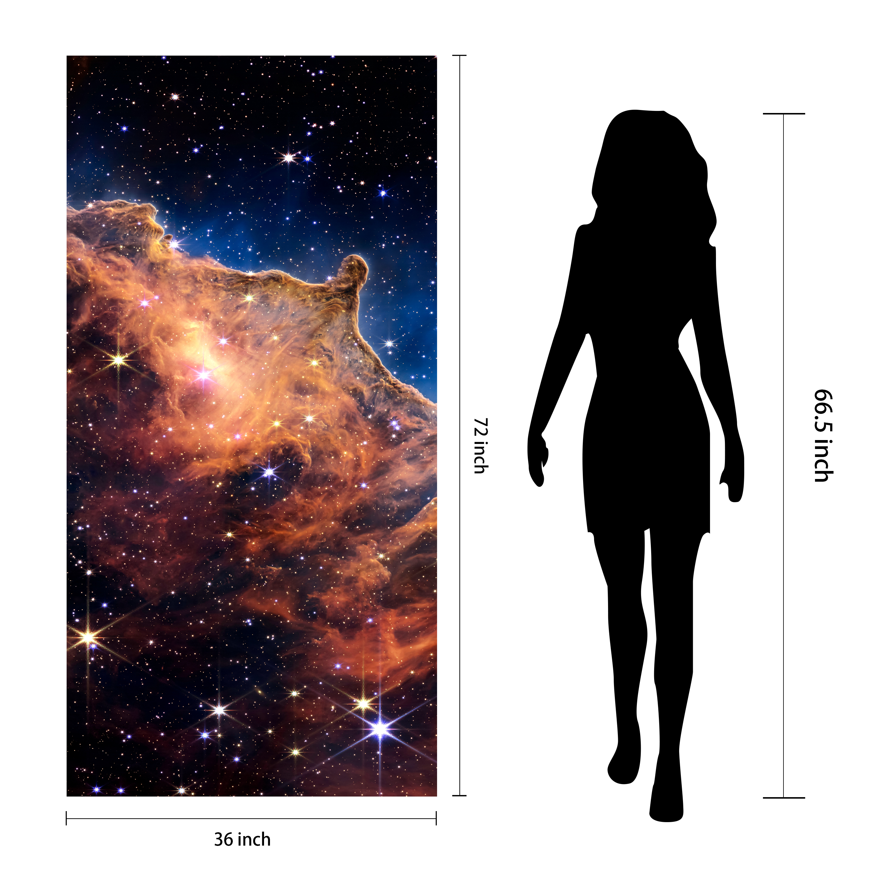 "Mountains of the Carina Nebula A" Frameless Free Floating Reverse Printed Tempered Glass Wall Art