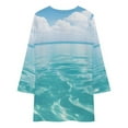 thumbnail image 3 of Ocean Blue Sky Print Loose Dress Evening Dress Summer Dresses for Women Luxury Dress Long Sleeved Dress, 3 of 4