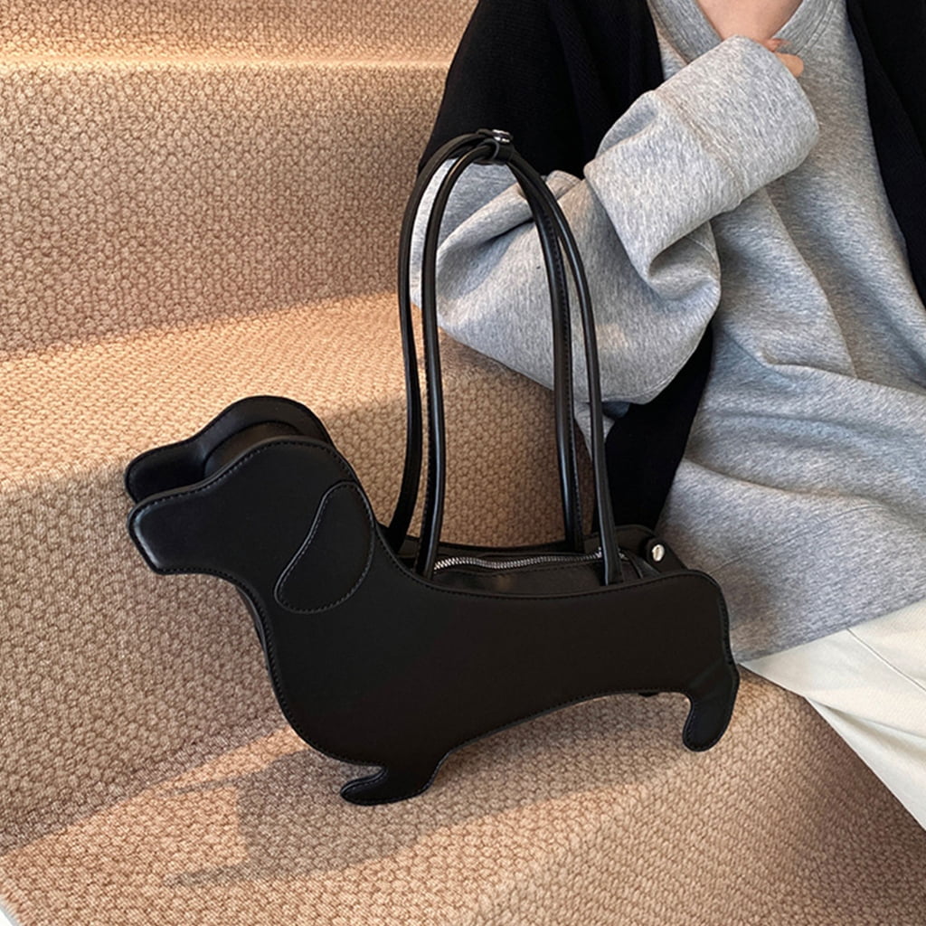 Necvior Unique Dachshund Designs Shoulder Bag PU Handbag Underarm Purse for Lady
