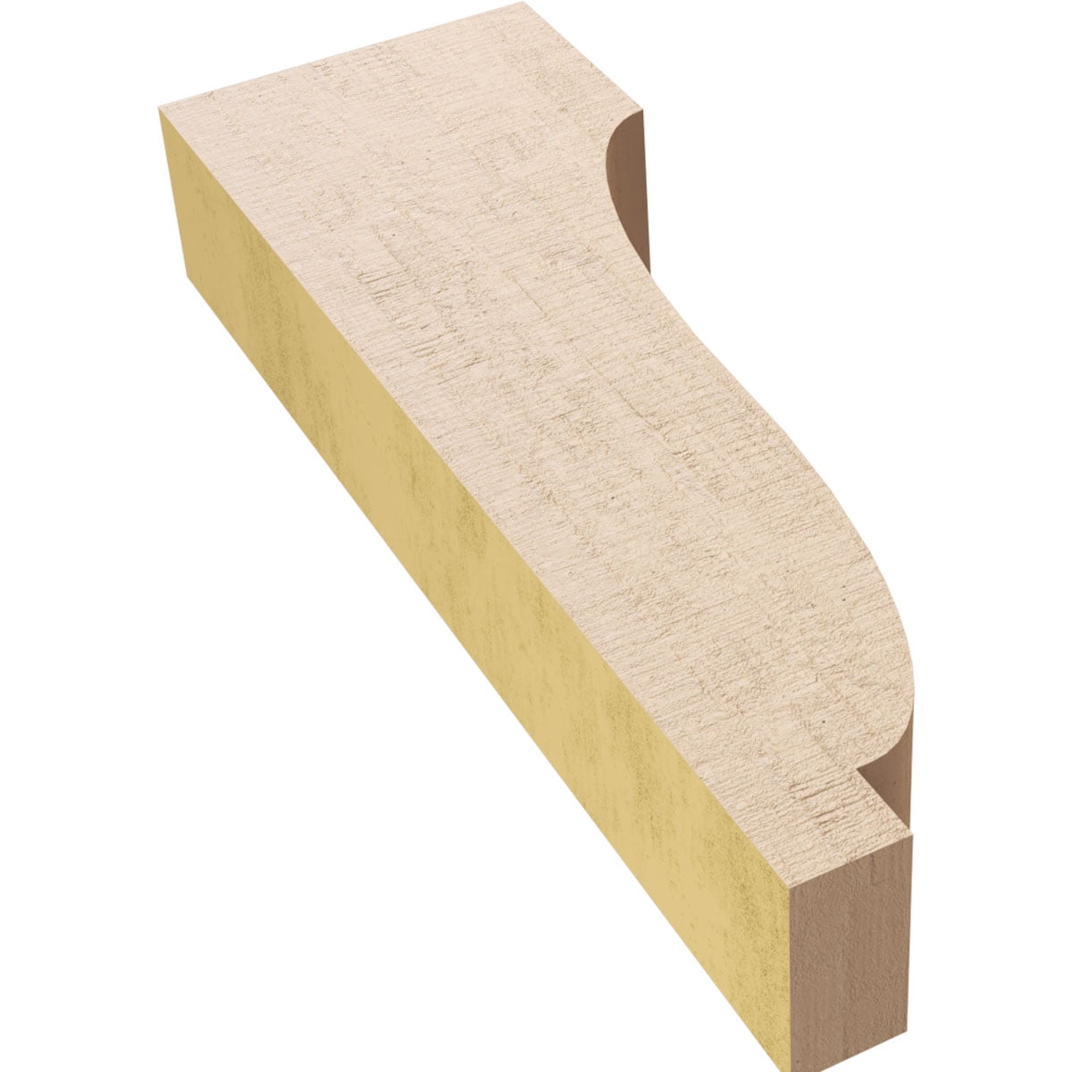 2"W x 4"D x 12"H Thin Van Buren Rough Cedar Woodgrain TimberThane Corbel, Primed Tan