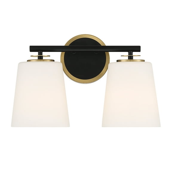 Trade Winds Nell 2-Light Bathroom Vanity Light in Matte Black and Natural Brass