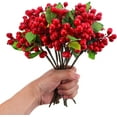 thumbnail image 2 of 3pcs White Green Artificial Berries Fake Foam Flowers Plants Decoration Picks Wedding DIY Bouquet Garland Christmas Tree Arrangement, 2 of 3