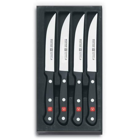 Full Tang Stain - Wusthof 4.5 Inch Stamped Steak Knife Set, Gourmet Series | Full Tang, High Carbon Stain Resistant Steel, Straight Edged Blade, 4 Piece Set