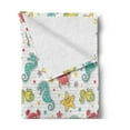 thumbnail image 2 of Cartoon Soft Flannel Fleece Throw Blanket, Sea Creatures with Seahorse Crabs Fish Aqua Drawing Style, Cozy Plush for Indoor and Outdoor Use, 70" x 90", Teal Mustard Dark Coral, by Ambesonne, 2 of 5