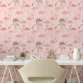 thumbnail image 2 of Ambesonne, Tropical Peel & Stick Wallpaper for Home, Flamingo Pattern Exotic, 13"x36", Blush Pastel Pink, 2 of 5