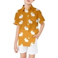 thumbnail image 3 of LRen Easter Bunny Print Boys Short Sleeve Button Down Shirt With Stand Collar Easter Egg Graphic Print Boys Kids Toddler Tees Clothes Summer Tops, 3 of 5